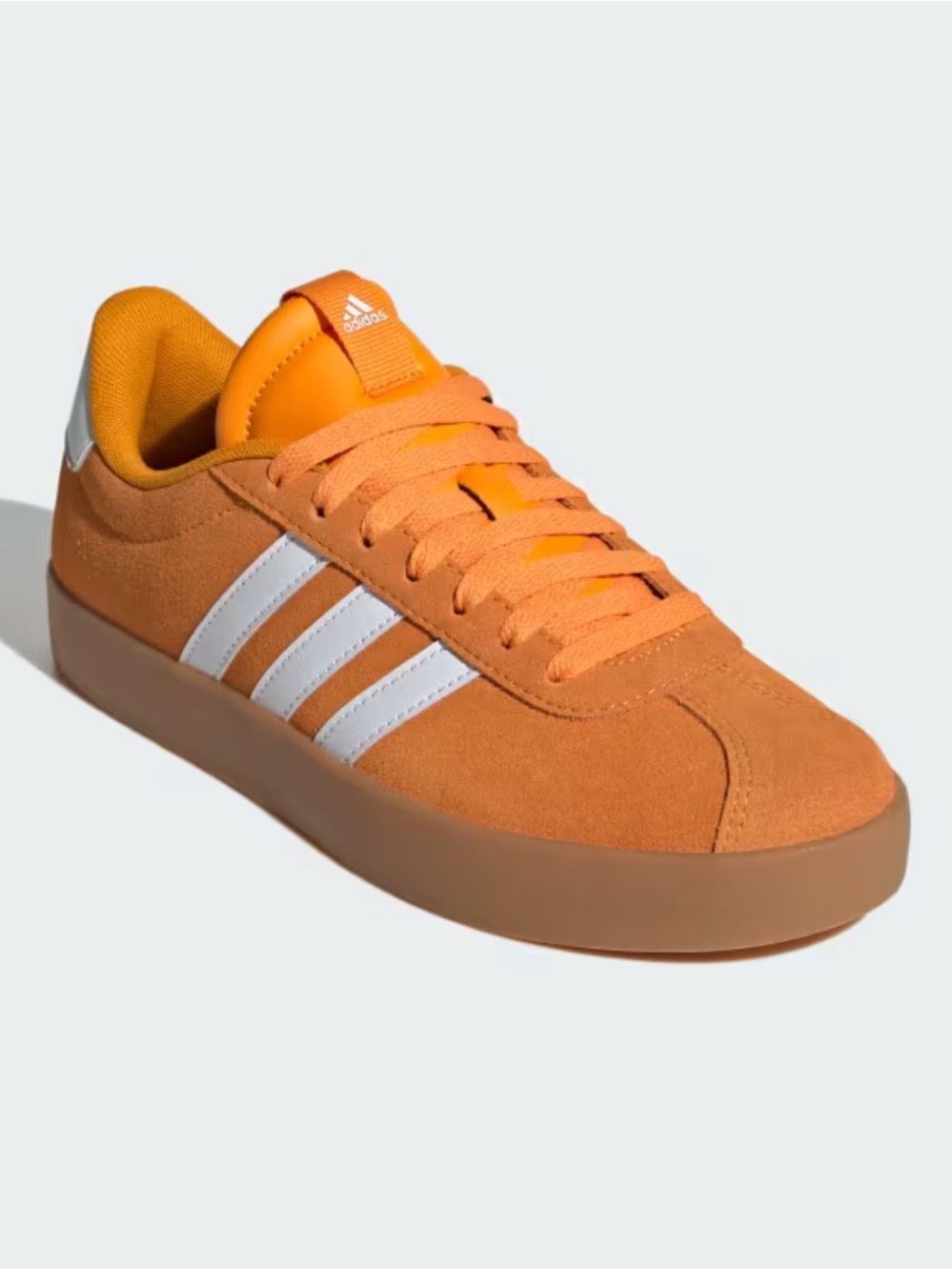 adidas Orange Suede Low-Top Sneakers with White Stripes